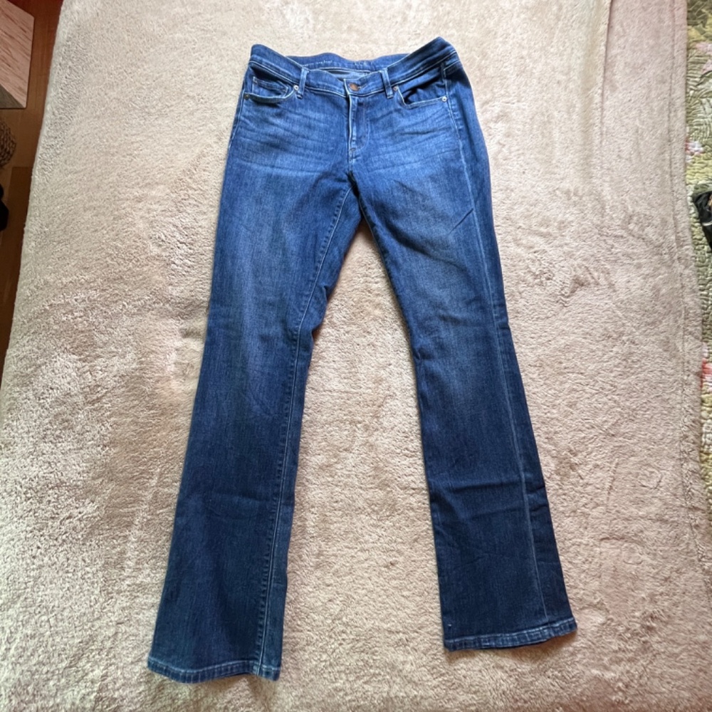 Ann Taylor Loft Denim Blue Jeans Straight Leg Boot Cut Dark Wash